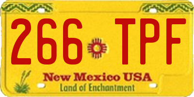 NM license plate 266TPF