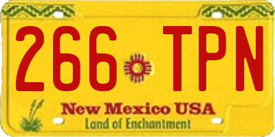 NM license plate 266TPN