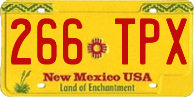 NM license plate 266TPX