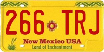NM license plate 266TRJ