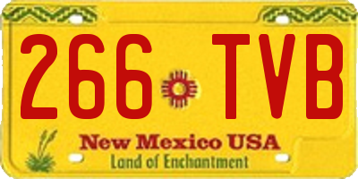NM license plate 266TVB