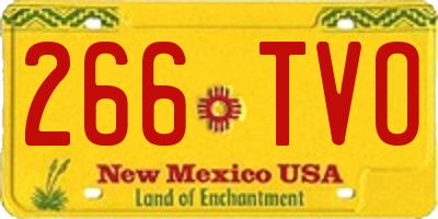NM license plate 266TVO