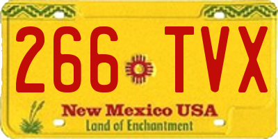 NM license plate 266TVX