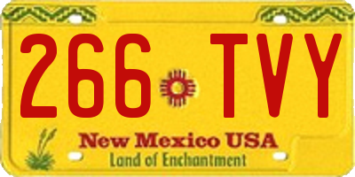 NM license plate 266TVY