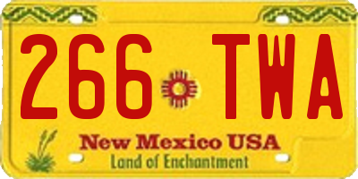 NM license plate 266TWA
