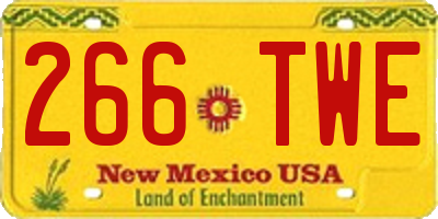 NM license plate 266TWE