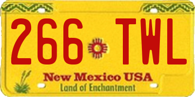 NM license plate 266TWL