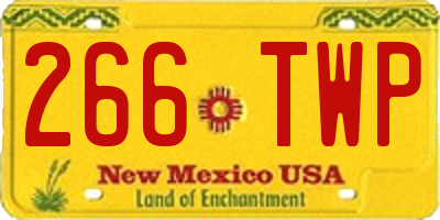 NM license plate 266TWP
