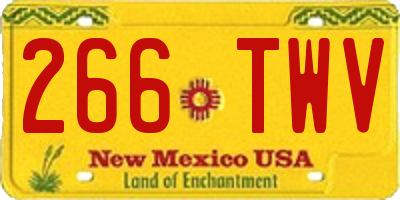 NM license plate 266TWV