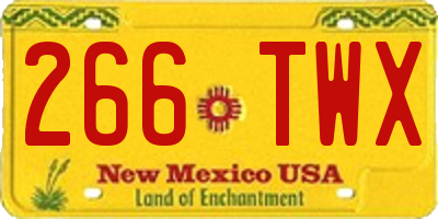 NM license plate 266TWX