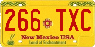 NM license plate 266TXC