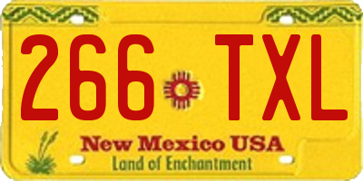 NM license plate 266TXL