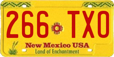 NM license plate 266TXO