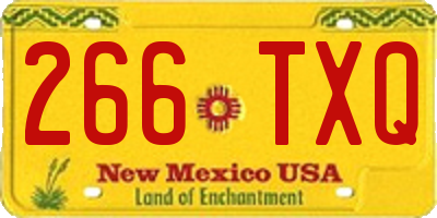 NM license plate 266TXQ