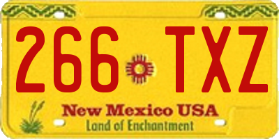 NM license plate 266TXZ
