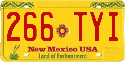 NM license plate 266TYI