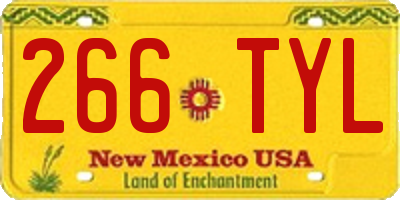 NM license plate 266TYL