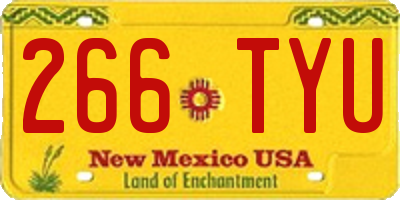 NM license plate 266TYU