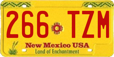 NM license plate 266TZM