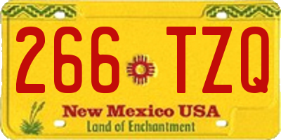 NM license plate 266TZQ