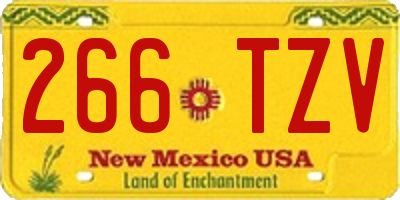 NM license plate 266TZV