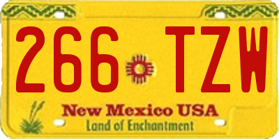 NM license plate 266TZW