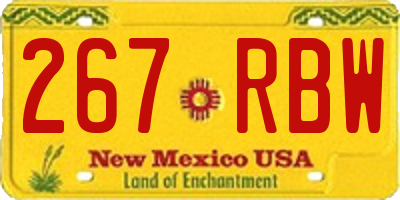 NM license plate 267RBW