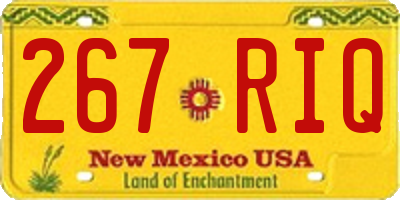 NM license plate 267RIQ