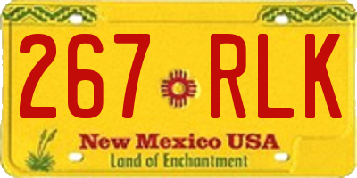 NM license plate 267RLK
