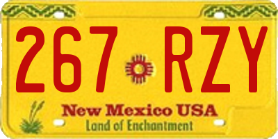 NM license plate 267RZY