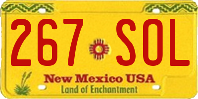 NM license plate 267SOL