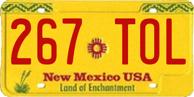 NM license plate 267TOL