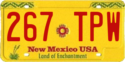 NM license plate 267TPW