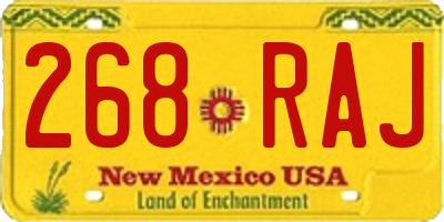 NM license plate 268RAJ