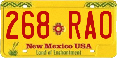 NM license plate 268RAO