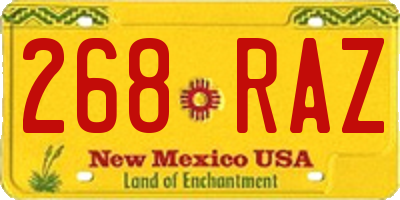 NM license plate 268RAZ