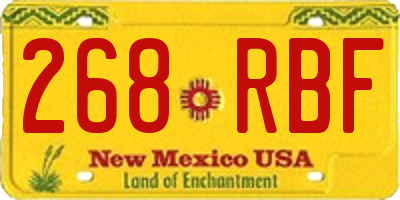 NM license plate 268RBF