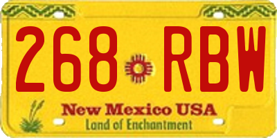 NM license plate 268RBW