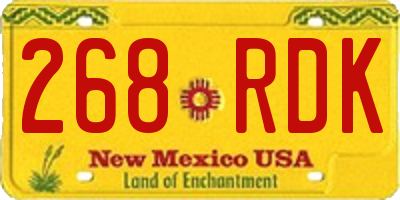 NM license plate 268RDK