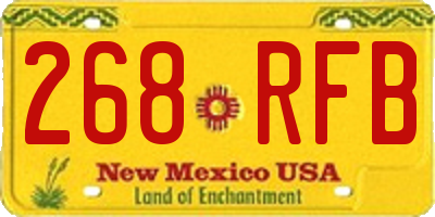 NM license plate 268RFB