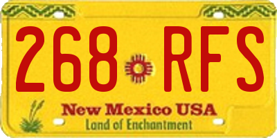 NM license plate 268RFS