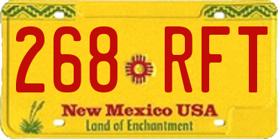 NM license plate 268RFT