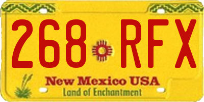 NM license plate 268RFX
