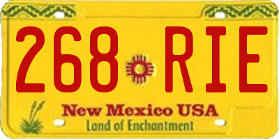 NM license plate 268RIE