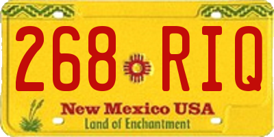 NM license plate 268RIQ