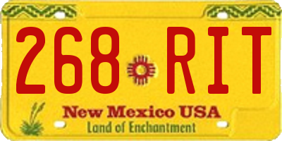 NM license plate 268RIT