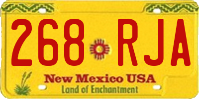 NM license plate 268RJA