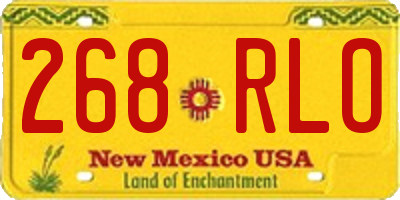 NM license plate 268RLO