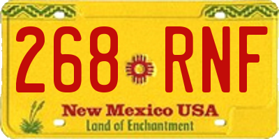 NM license plate 268RNF