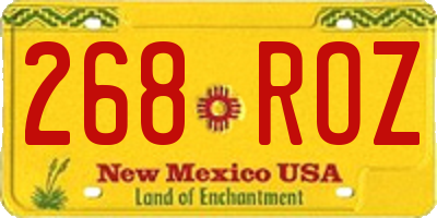 NM license plate 268ROZ